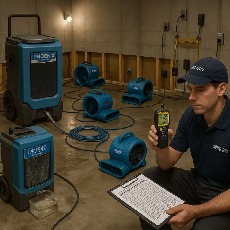 Structural Drying and Dehumidification process in Garden City, TX